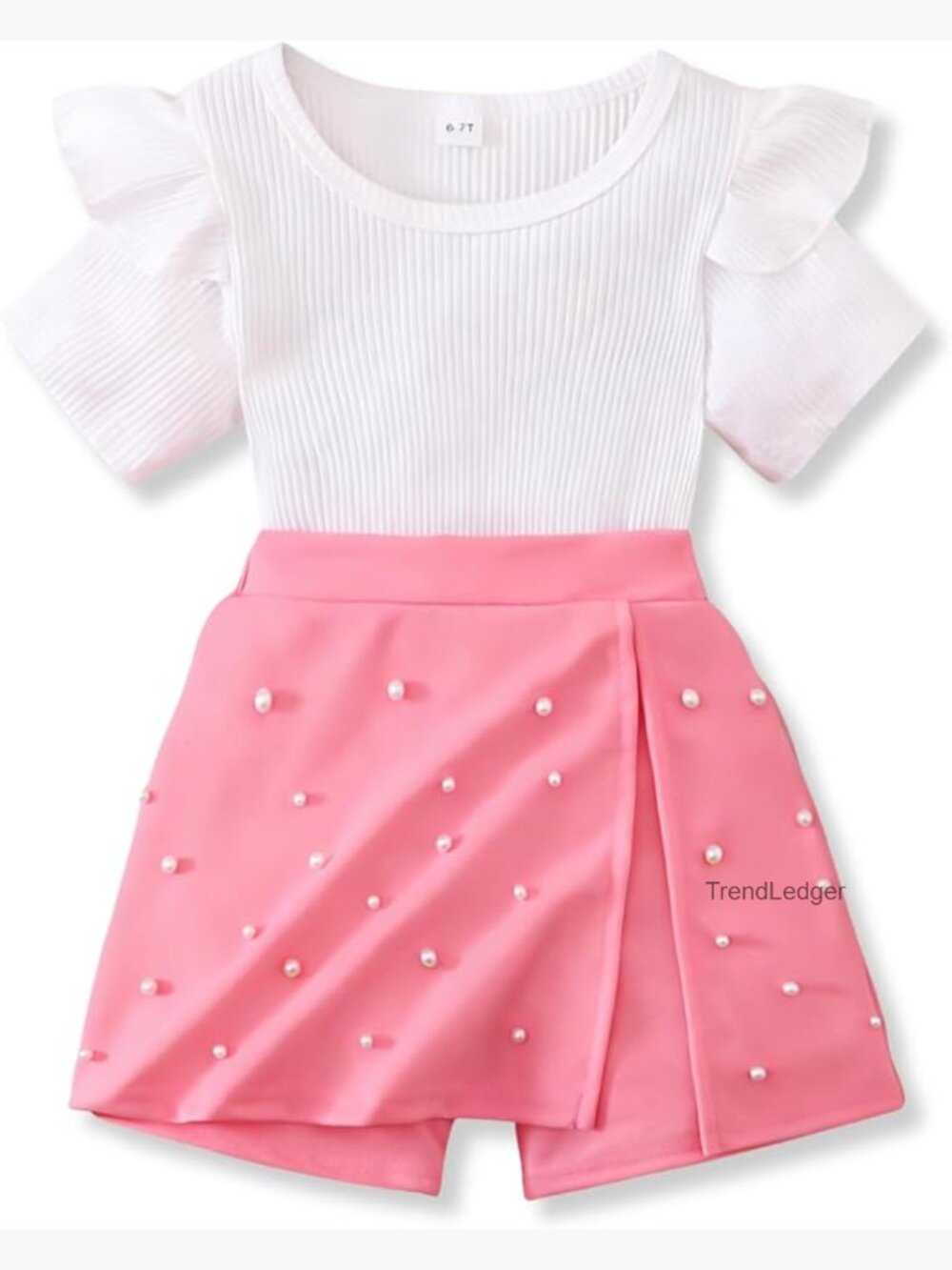 Girls 2 Piece Outfit Striped Top and Skirt Short Set Size 6-12